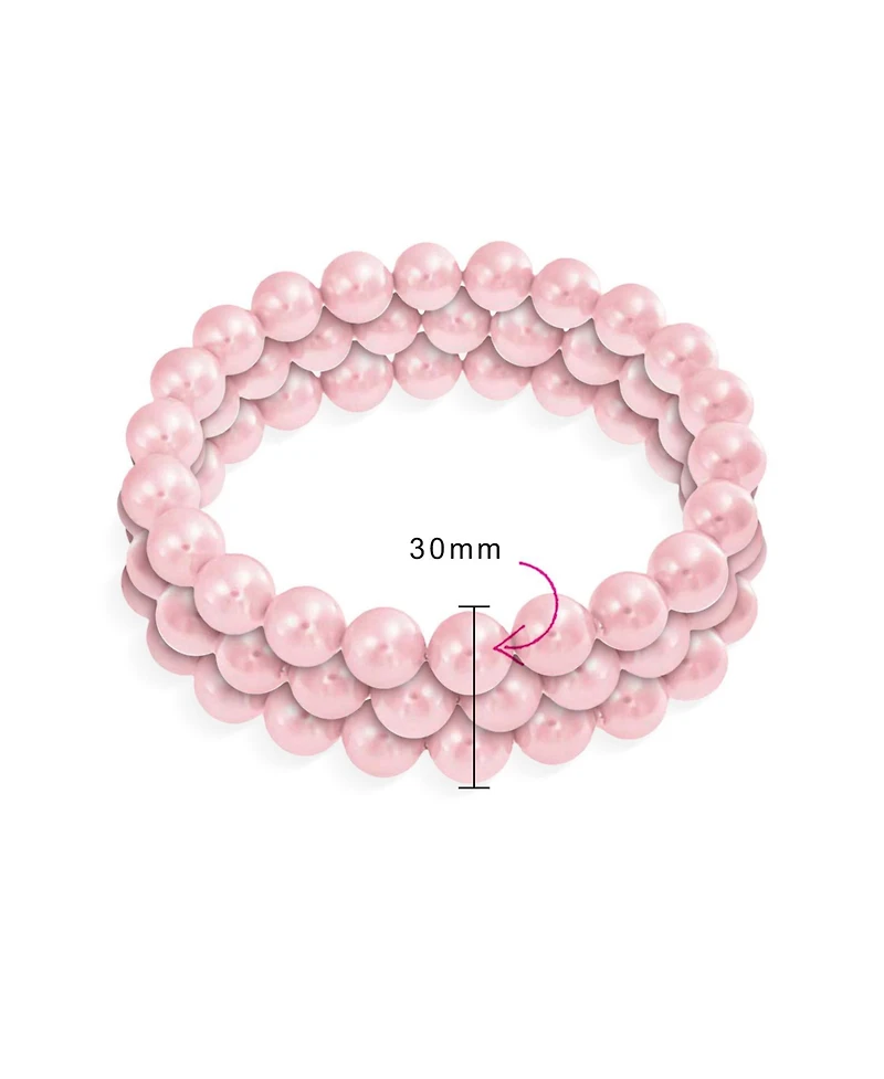 Bling Jewelry Set of 3 Stackable Stretch Bracelet with White Simulated Pearl 10MM Round Beads