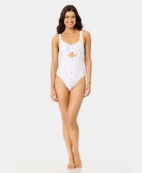 California Waves Women's Ditsy Wide Rib Tunneled One-Piece Swimsuit