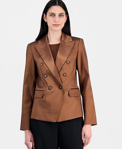 Tahari Asl Women's Metallic Crepe Double-Breasted Jacket