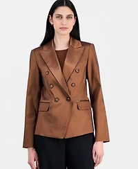 Tahari Asl Women's Metallic Crepe Double-Breasted Jacket