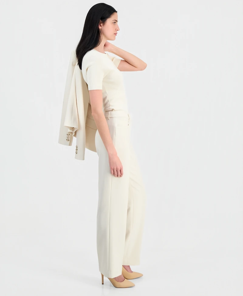 Tahari Asl Women's Pebble Crepe Flare Pants