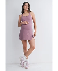 Hello Miz Maternity Sleeveless Scoop Neck Active Dress with Built-In Shorts