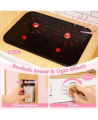 Mecale Kids Wooden Kitchen Playset with Realistic Lights & Sounds, Fun Interactive Toy