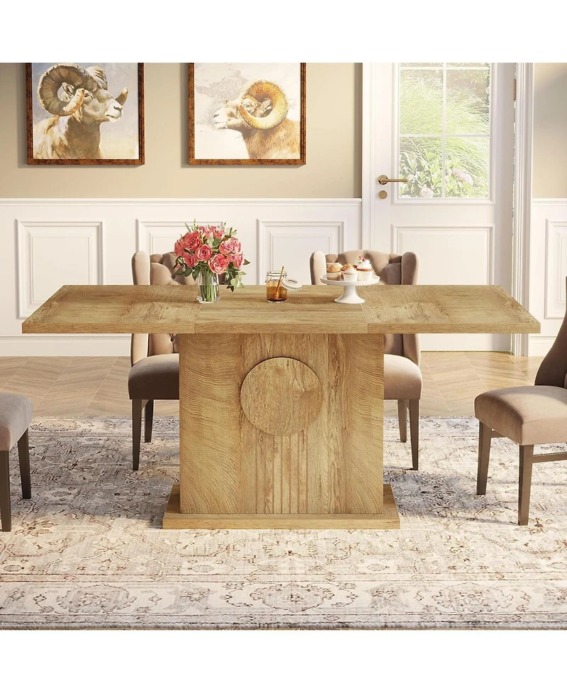 Tribesigns Rectangular Dining Table for 4 to 6 People, Wood Dinner Kitchen