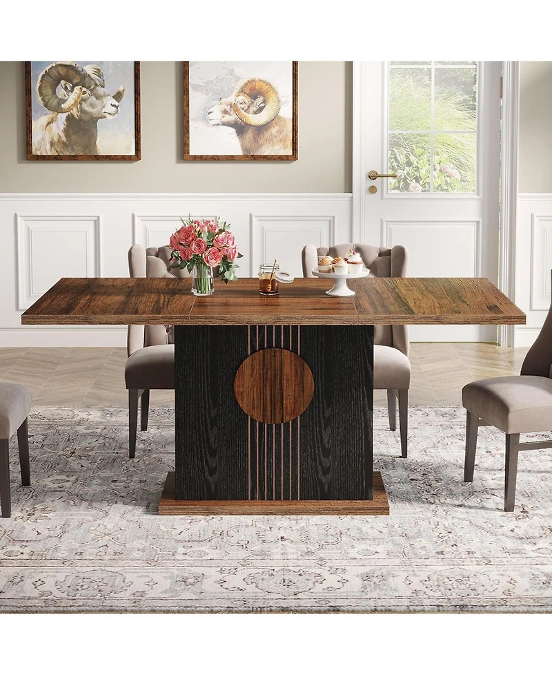 Tribesigns Rectangular Dining Table for 4 to 6 People, Wood Dinner Kitchen
