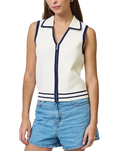 Central Park West Women's Allie Sleeveless Collared Zip Up