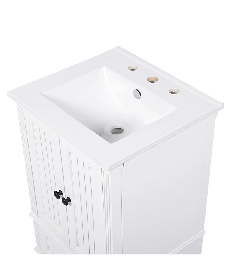 Sillysis Bathroom Vanity with Ceramic Sink, Drawer & Soft Close Doors, Small Space Modern Cabinet