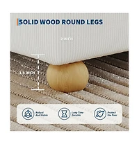 gaomon Queen Size Cloud Bed Frame Corduroy Low Bed Frame Without Headboard