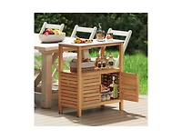 Slickblue Acacia Wood Outdoor Potting Bench with Storage & Louvered Doors