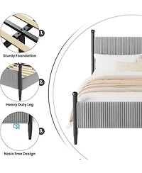 gaomon Bed Frame with Velvet Headboard