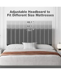 gaomon Queen Velvet Platform Bed with Adjustable Headboard