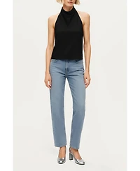 Nocturne Women's Satin Halter-Neck Draped Top