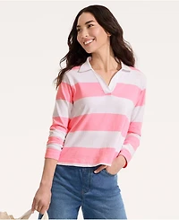 Lands' End Women's Long Sleeve Mariner Johnny Collar Polo