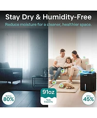 SereneLife 91oz Dehumidifier for Home – Covers Up to 1200 Sq Ft, Timer, Sleep Mode, Humidity Control, Includes Removable Closet Dehumidifier