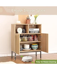 gaomon Farmhouse Buffet Cabinet with Storage, Sideboard Cabinet with 2 Fluted Doors, Adjustable Shelf and Metal Legs