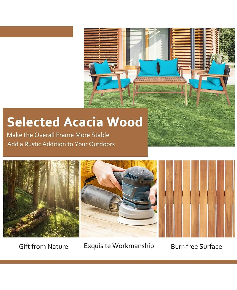 Gymax 8 Piece Patio Conversation Set Outdoor Furniture Set w/ Cushion