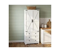 gaomon Farmhouse Kitchen Pantry Cabinet - 72" Tall Large Wood Kitchen Storage Cabinets with Adjustable Shelves & 2 Barn Doors & 3 Drawer