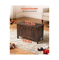 Slickblue Kids Wooden Toy Box Chest with Safety Hinge Storage Bench