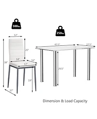 Gymax 5 Piece Table Chair Dining Set Glass Metal Kitchen Furniture