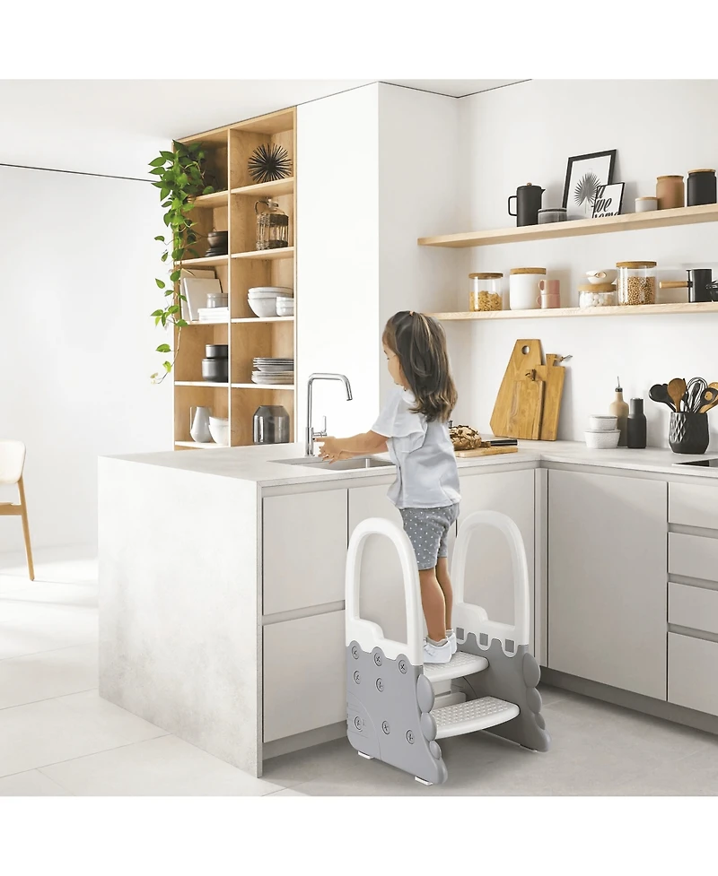 gaomon 2-in-1 Toilet Seat with Step Stool, Potty Chair Attachment, Adjustable Seat and Step Ladder