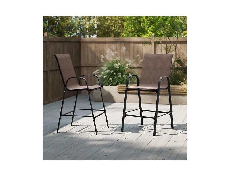 Slickblue Outdoor Fabric Bar Stools Set of 2 with Armrests