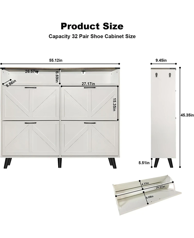 gaomon Double Shoe Cabinet Durable Storage Solution for Home Organization Compact and Stylish Design Perfect for Entryway or Bedroom