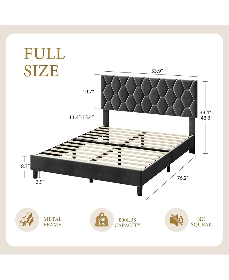 gaomon Bed Frame with Upholstered Headboard, Upholstered Bed Frame, Heavy-Duty Platform Bed Frame with Strong Wood Slats, No Box Spring Needed