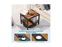 Slickblue Outdoor Side Table with Umbrella Hole and Shelf
