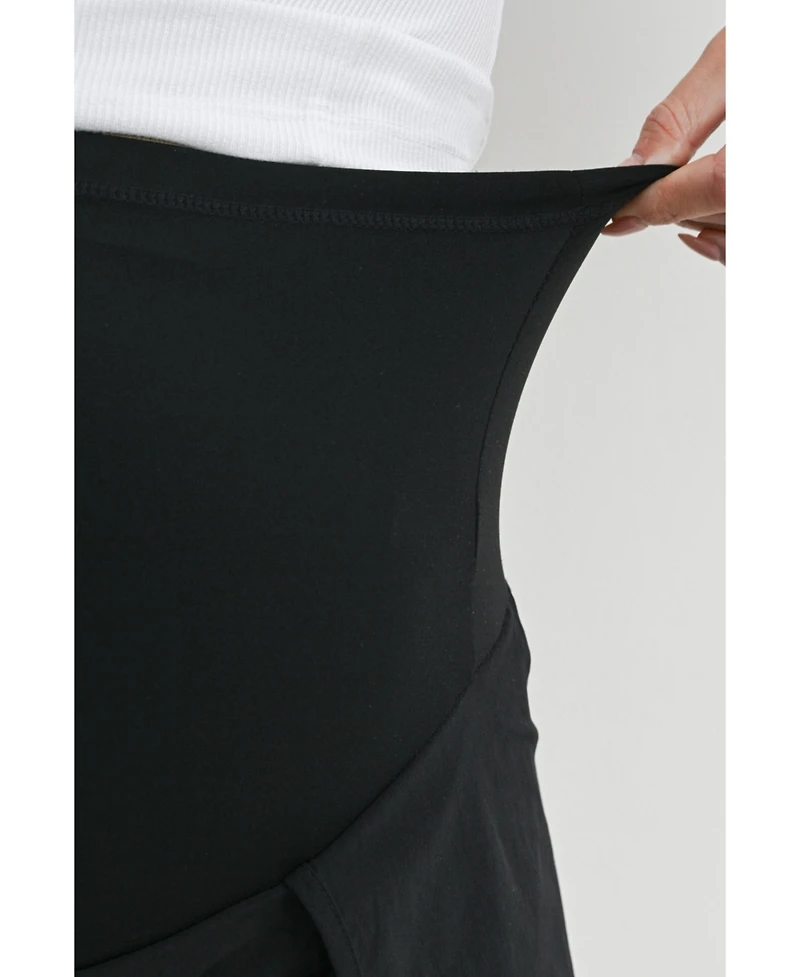 Hello Miz Women's Maternity Over-the-Belly Active Shorts with Built-In Liner