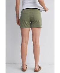 Hello Miz Women's Maternity Over-the-Belly Pull-On Shorts with Pockets