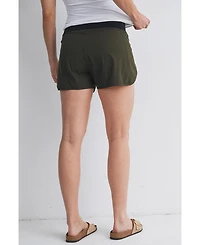 Hello Miz Women's Maternity Over-the-Belly Active Shorts with Built-In Liner