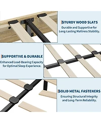 gaomon Queen Platform Bed Frame Underbed Storage Clearance Wood Metal Slat No Headboard No Box Spring Easy Assembly