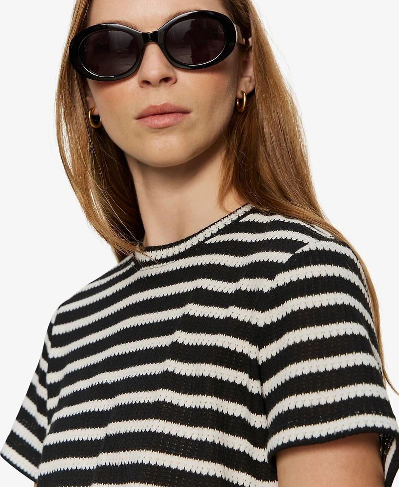 Sanctuary Women's Striped Crewneck Textured Tee