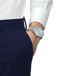 Tissot Men's Ice Blue Dial Silver Tone Stainless Steel Watch, 40mm