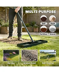 Outsunny 30" x 10" Lawn Leveling Rake with 66.5" Handle