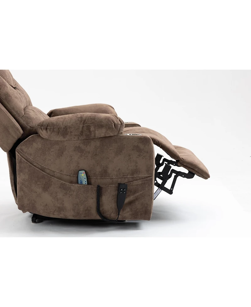 Clihome Electric Lift Lounge Chair with Massage & Heat, 180° Flat Recliner Sofa for Elderly, Living Room Power Lift Chair