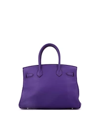 Pre-Owned HERMES Birkin 30 Handbag Purple Clemence with Palladium Hardware