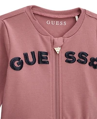 Guess Baby Girls' Long-Sleeve Zip-Up Top, Bodysuit and Pants, 3-Piece Set