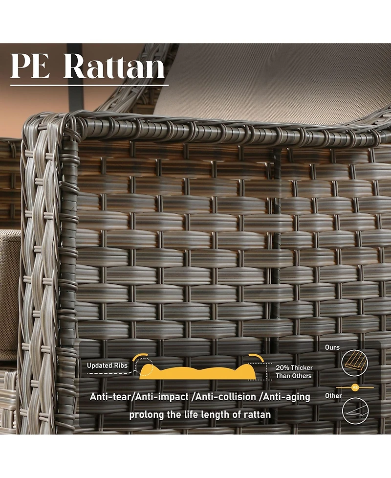 Xizzi 5 Piece Outdoor Patio Furniture Set,Wicker Conversation Set with Comfy Deep Sofa,Wide Armrest Chairs Ottoman for Outside Porch Balcony