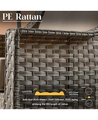 Xizzi 5 Piece Outdoor Patio Furniture Set,Wicker Conversation Set with Comfy Deep Sofa,Wide Armrest Chairs Ottoman for Outside Porch Balcony