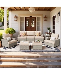 Xizzi 8 Piece Outdoor Rattan Patio Furniture Set with Sofa & Ottoman
