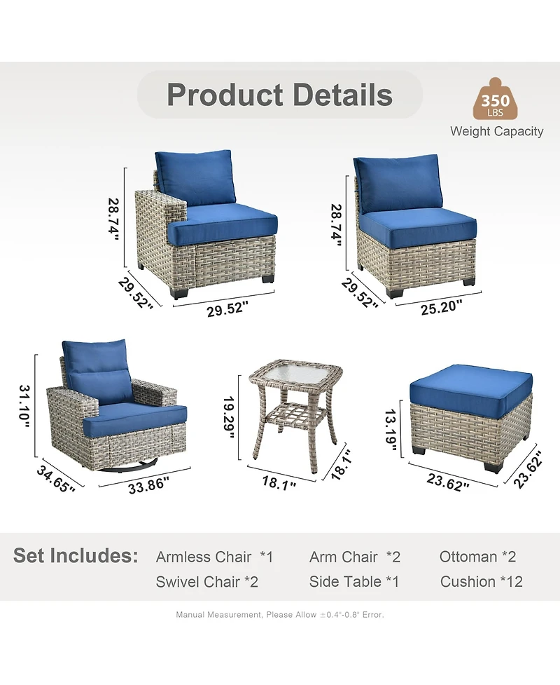 Xizzi 8 Piece Outdoor Rattan Patio Furniture Set with Sofa & Ottoman