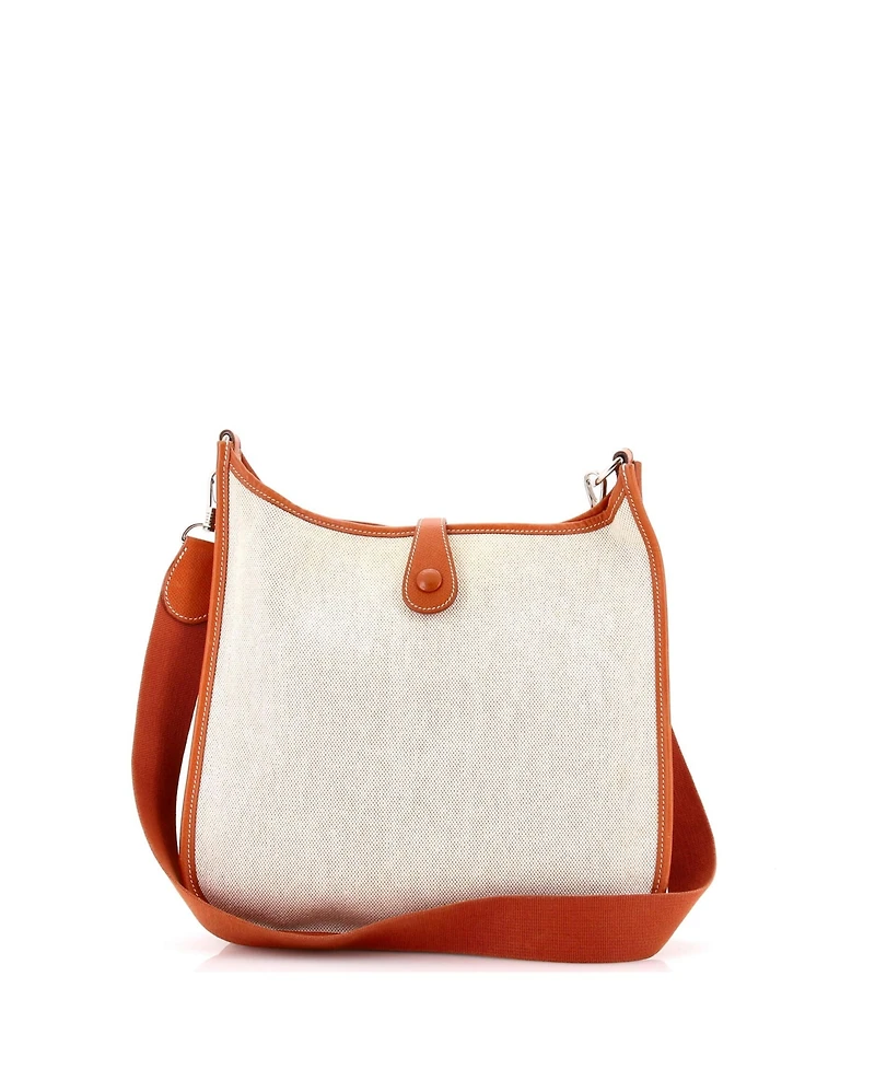 Pre-Owned HERMES Pm Evelyne Bag Gen Iii Toile and Leather
