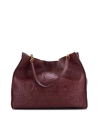 Pre-Owned Salvatore Ferragamo Large Trifolio Tote Gancini Embossed Leather