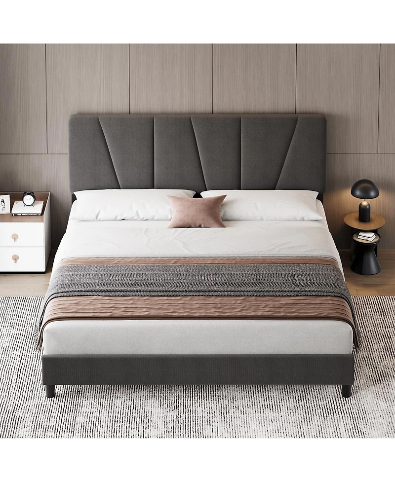 gaomon King Bed Frame with Headboard- Strong Wood Slats Easy Assembly No Box Spring Needed