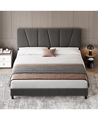 gaomon King Bed Frame with Headboard- Strong Wood Slats Easy Assembly No Box Spring Needed