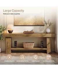 Tribesigns 63" Tv Stand for TVs up to 75 Inch, Rustic Extra Long Entertainment Center