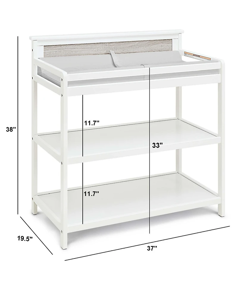 Flynama Modern Changing Table Nursery Storage Unit with Safety Rails and Two Shelves