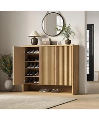 Gaomon 46-Inch Wooden Shoe Cabinet with Adjustable Shelves, Fluted-Door Large Shoe Storage Organizer, Holds 30–35 Pairs