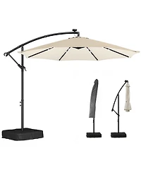 Outsunny 10 ft Offset Cantilever Patio Umbrella w/ Light, Weight,